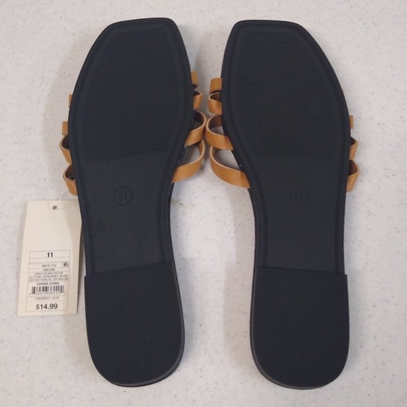 A New Day Sandals Tan/Joan Size 11 Women's Embossed Strappy Slide On Sandals NWT - Picture 4 of 8